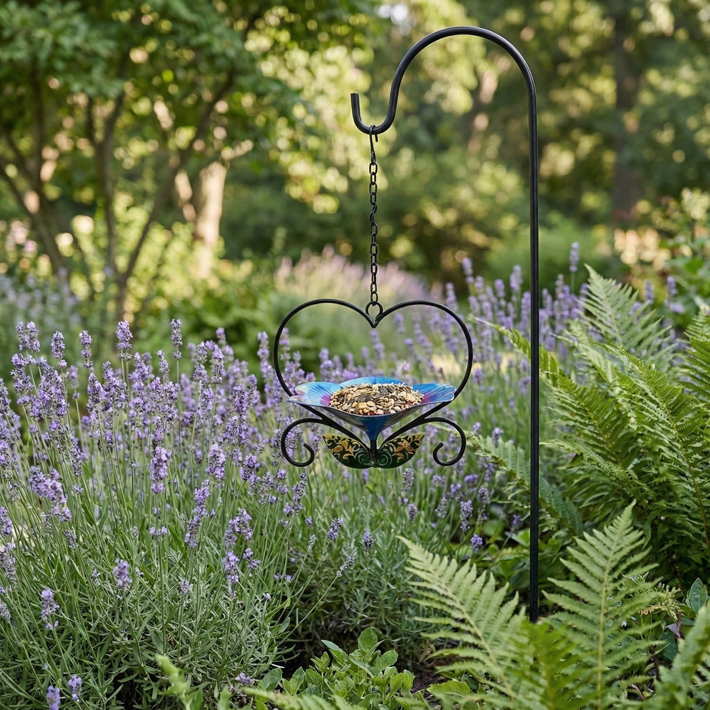 🔥Limited Edition, Only 100 Sets Left! - Heart-Shaped Wrought Iron Flower Bird Feeder