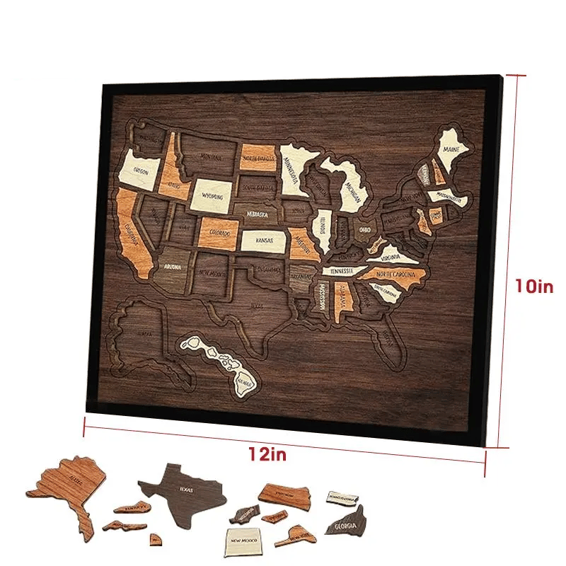 🔥🔥New Year 70% Off--🇺🇸 Wooden USA Travel Map Puzzle🧩