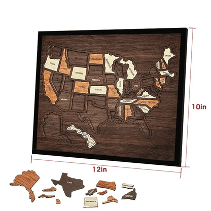 🔥🔥New Year 70% Off--🇺🇸 Wooden USA Travel Map Puzzle🧩