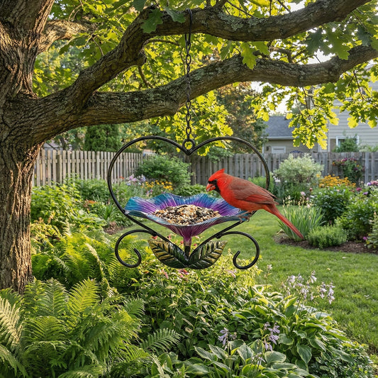 🔥Limited Edition, Only 100 Sets Left! - Heart-Shaped Wrought Iron Flower Bird Feeder