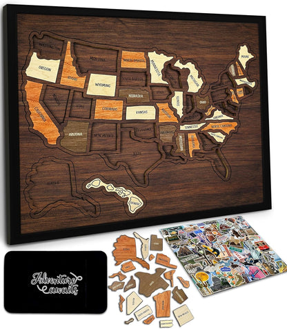 🔥🔥New Year 70% Off--🇺🇸 Wooden USA Travel Map Puzzle🧩