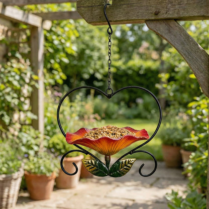 🔥Limited Edition, Only 100 Sets Left! - Heart-Shaped Wrought Iron Flower Bird Feeder