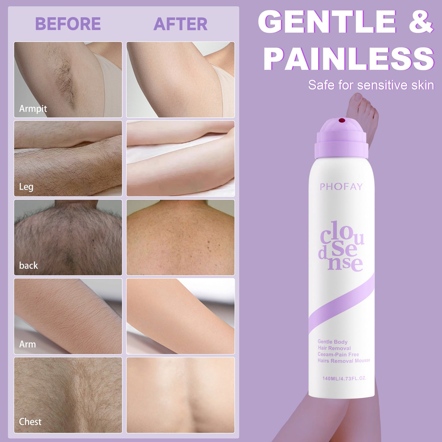 PHOFAY Bikini Pain-Free Hair Removal Cream for Sensitive Skin
