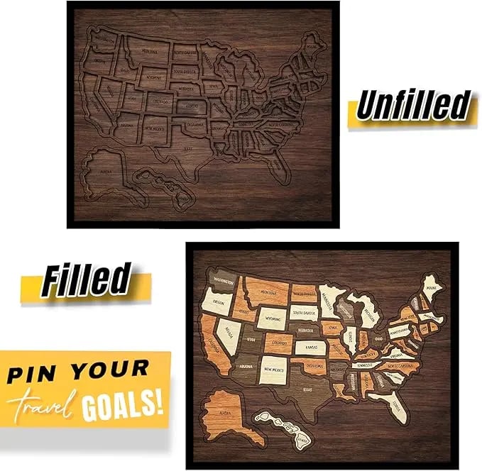 🔥🔥New Year 70% Off--🇺🇸 Wooden USA Travel Map Puzzle🧩