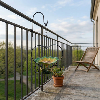 🔥Limited Edition, Only 100 Sets Left! - Heart-Shaped Wrought Iron Flower Bird Feeder
