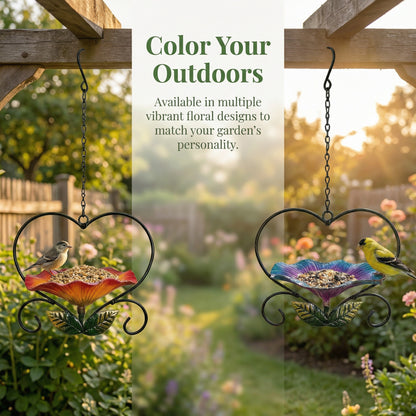 🔥Limited Edition, Only 100 Sets Left! - Heart-Shaped Wrought Iron Flower Bird Feeder