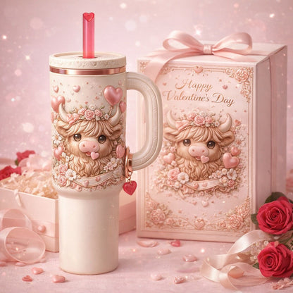 🔥🔥New Year 70% Off--Valentine’s Highland Cow Embossed Tumbler