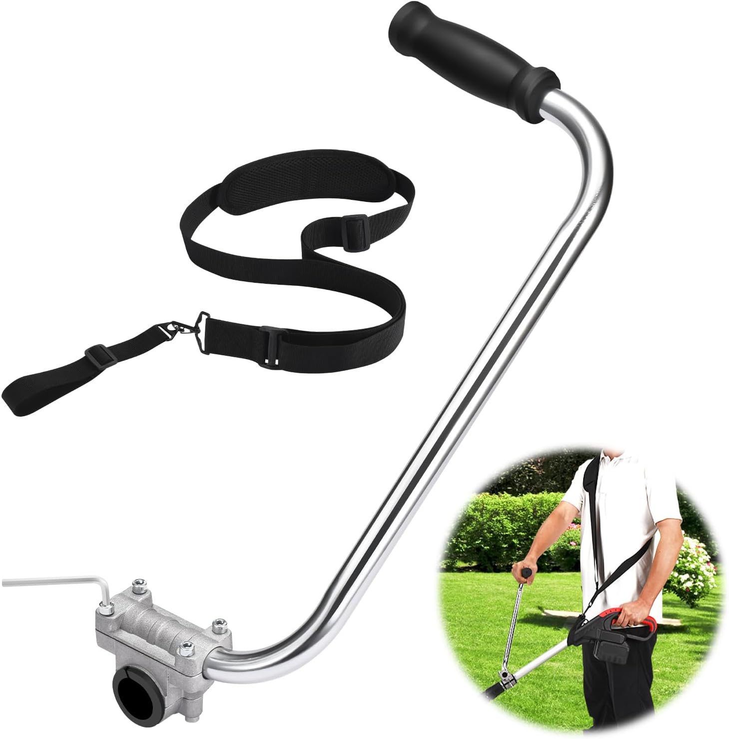 String trimmer handle with shoulder strap