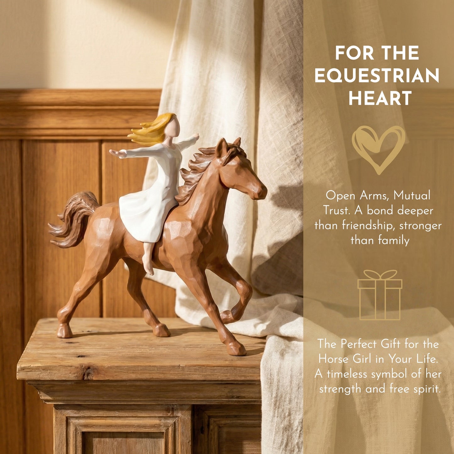 Handmade Resin Girl Riding Horse Figurine