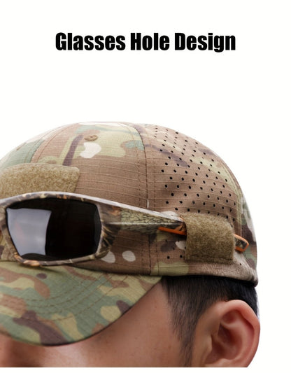 Sun Protection Breathable Outdoor Men's Camouflage Baseball Cap[Equipped with Sunglasses]