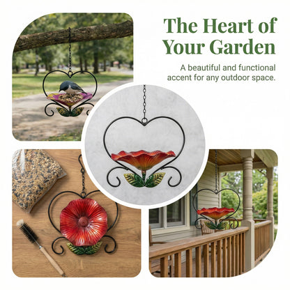 🔥Limited Edition, Only 100 Sets Left! - Heart-Shaped Wrought Iron Flower Bird Feeder