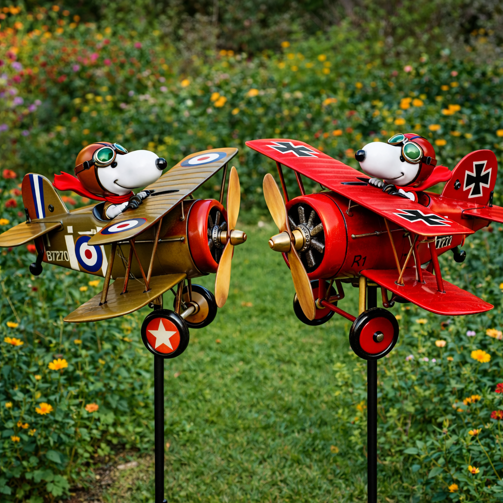 Snoopy vs. Red Baron Windmill Pair