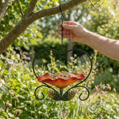 🔥Limited Edition, Only 100 Sets Left! - Heart-Shaped Wrought Iron Flower Bird Feeder