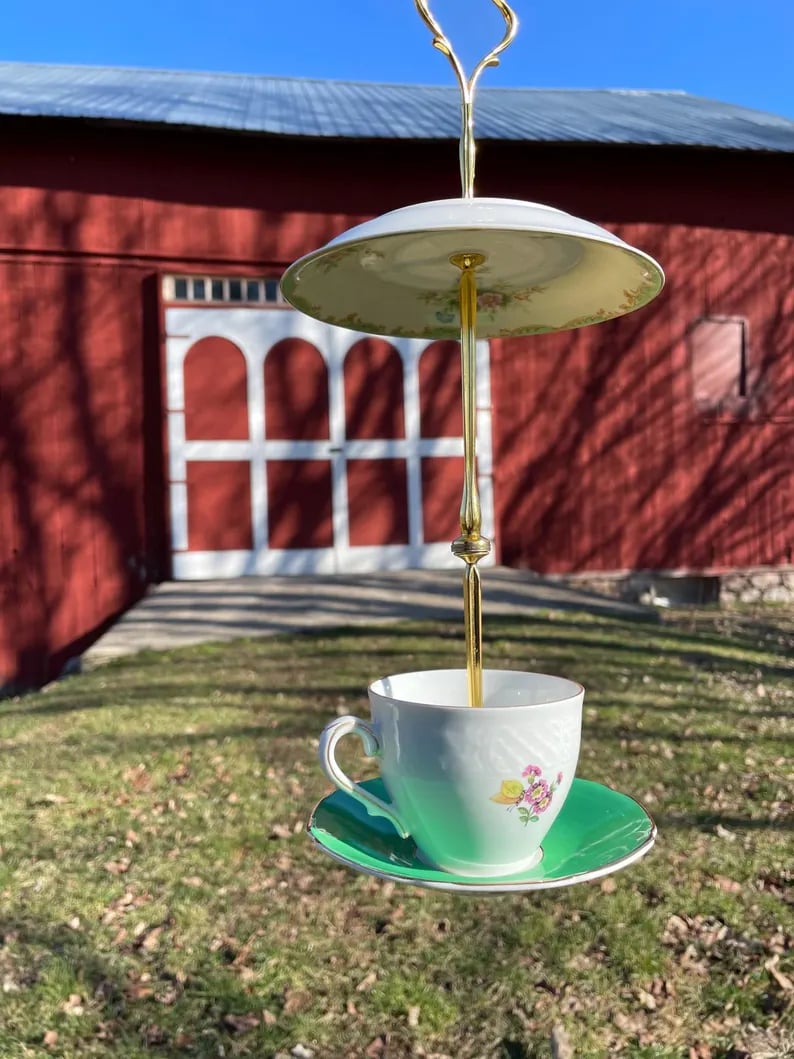 🔥🔥New Year 70% Off--🐦Bird Tea Party: Handmade Ceramic Teacup Birdfeeder