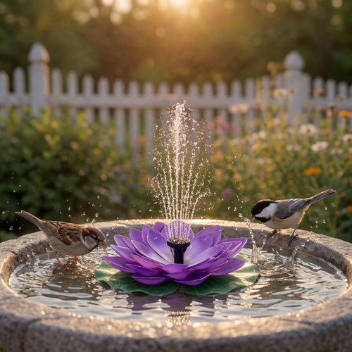 Solar Lotus Bird Bath Fountain