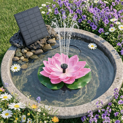 Solar Lotus Bird Bath Fountain