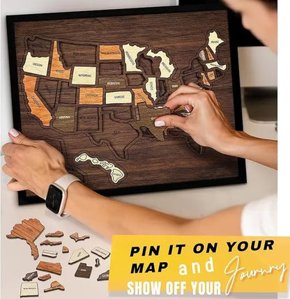 🔥🔥New Year 70% Off--🇺🇸 Wooden USA Travel Map Puzzle🧩