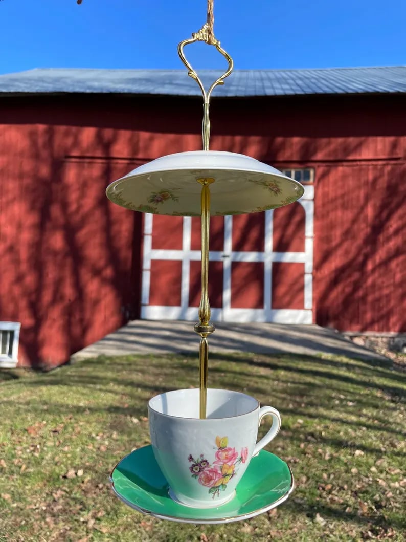 🔥🔥New Year 70% Off--🐦Bird Tea Party: Handmade Ceramic Teacup Birdfeeder