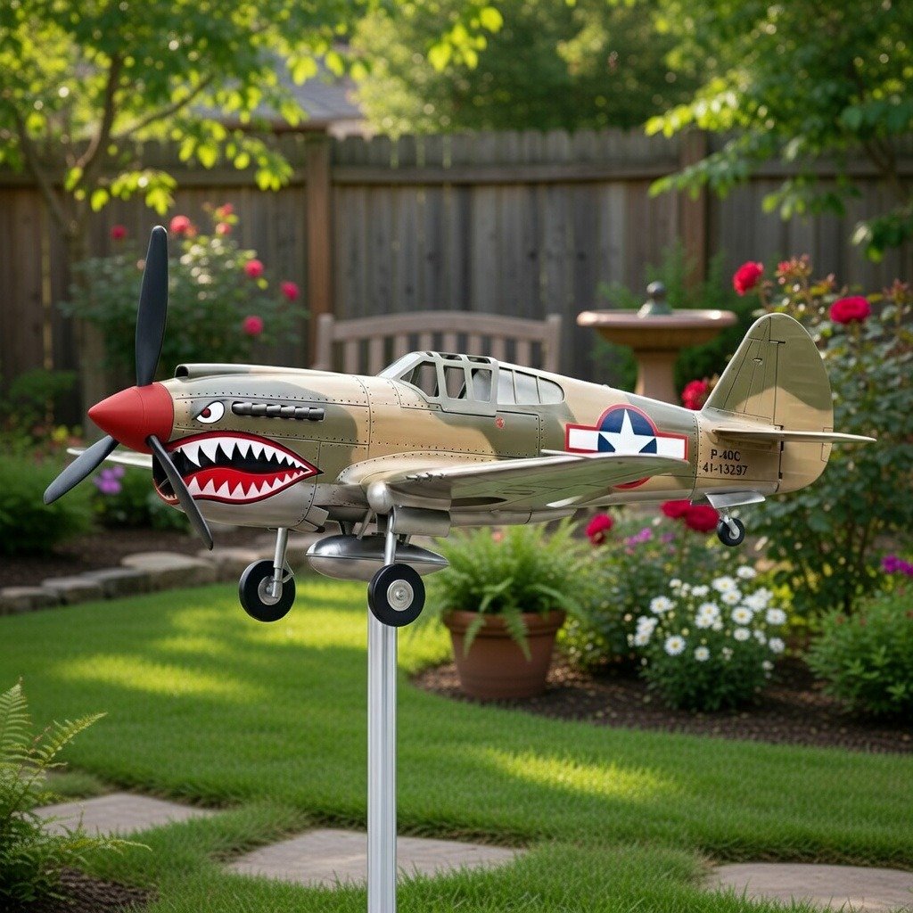🔥🔥New Year 70% Off--Shark Mouth Warplane Garden Wind Spinner