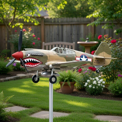 🔥🔥New Year 70% Off--Shark Mouth Warplane Garden Wind Spinner