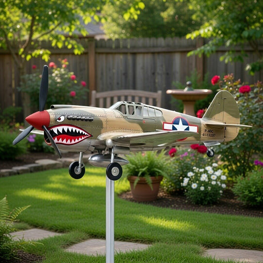 🔥🔥New Year 70% Off--Shark Mouth Warplane Garden Wind Spinner