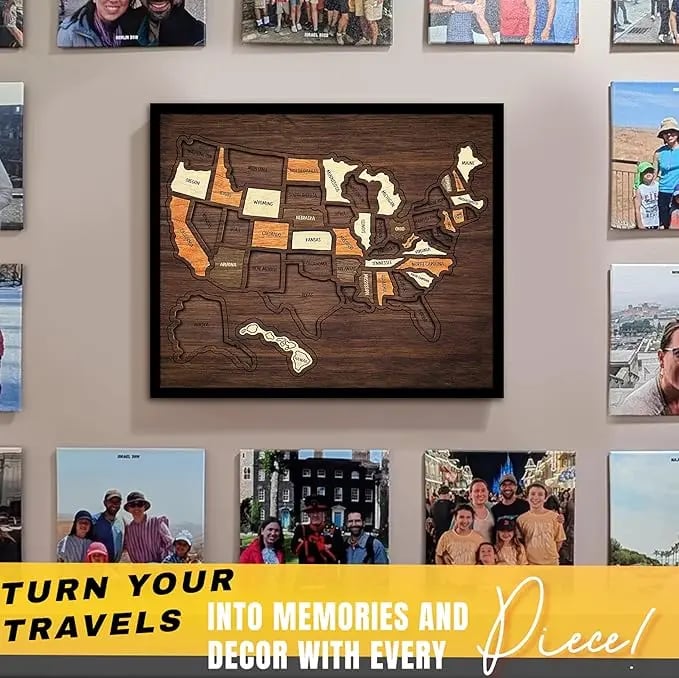 🔥🔥New Year 70% Off--🇺🇸 Wooden USA Travel Map Puzzle🧩
