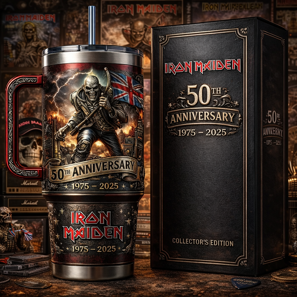 🔥🔥New Year 70% Off--RON MAIDEN  Powerslave Era 50th Anniversary Commemorative  Tumbler