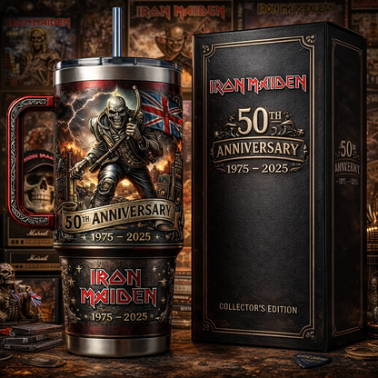 🔥🔥New Year 70% Off--RON MAIDEN  Powerslave Era 50th Anniversary Commemorative  Tumbler