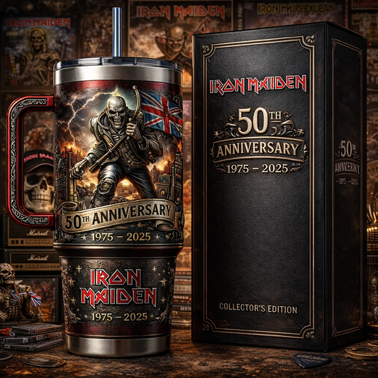 🔥🔥New Year 70% Off--RON MAIDEN  Powerslave Era 50th Anniversary Commemorative  Tumbler
