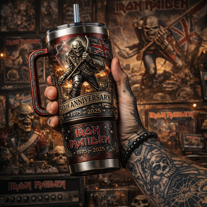 🔥🔥New Year 70% Off--RON MAIDEN  Powerslave Era 50th Anniversary Commemorative  Tumbler