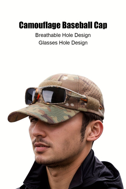 Sun Protection Breathable Outdoor Men's Camouflage Baseball Cap[Equipped with Sunglasses]